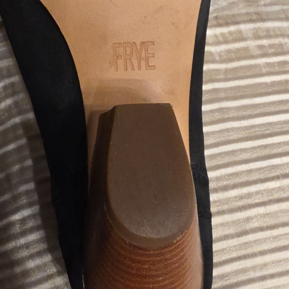 Frye Black Leather Ankle Booties with Wooden Heel - Picture 11 of 16